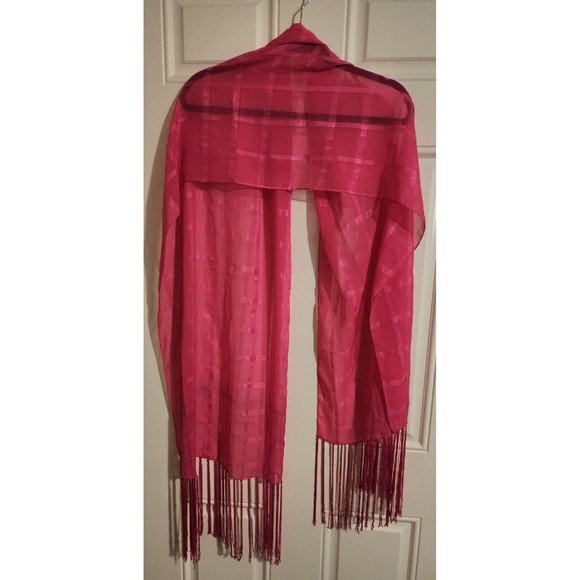 Pink Beautiful Simple Scarf Wrap With Fringed Edges - Picture 2 of 5